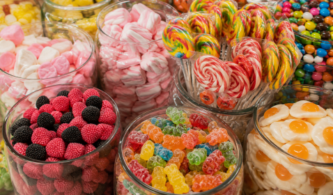 Assorted sweets and candies for parties and celebrations